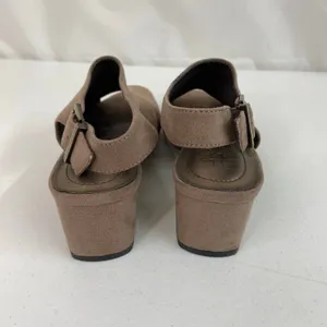 Life Stride women's tan soft system faux suede buckle‎ chunky wedge heel shoes thumbnail 3