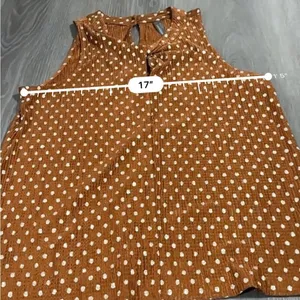 Anthropologie Metallic Brown‎ & Silver Polka Dot Print Sleeveless Top Size M thumbnail 5