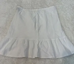 Mossimo Womens Linen Ruffle Hem Mini White Skirt 10 Boho Costal Summer Resort thumbnail 1
