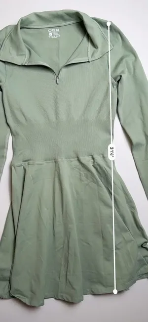 Women's Long Sleeve Sports Athletic Dress Quarter Zip Neck Sea Moss Green thumbnail 4