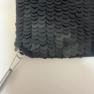 Anthropologie Jasper & Jeera Beaded Sequin Chevron Clutch Bag Black Tassel Glam thumbnail 8