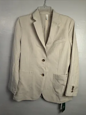 HALARA collar, long sleeve work linen- feel blazer with pockets size extra small thumbnail 5
