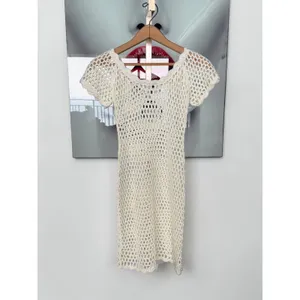 White Fox Crochet Mini Dress Cream Off White Swim Suit‎ Cover Up XS S NWT thumbnail 2