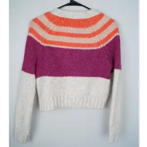 American Eagle Striped Cardigan Button Front Multicolor Pink Cream Fuzzy Size XS thumbnail 10