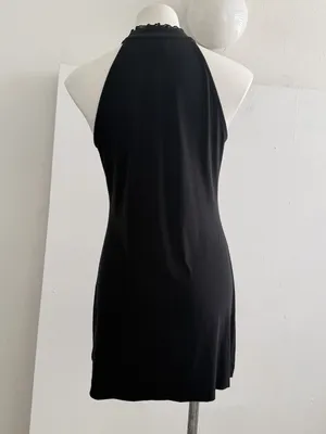 NEW White House Black Market Ruffle Halter Dress Black MEDIUM womens thumbnail 5
