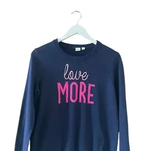 Gap Navy Blue With Pink Lettering Graphic Sweater Long Sleeves Cotton Casual Wom thumbnail 5