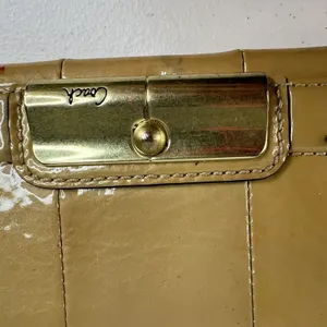 Coach Kristin Envelope Yellow Patent Leather‎ Flap Wallet Clutch ID Checkbook thumbnail 3