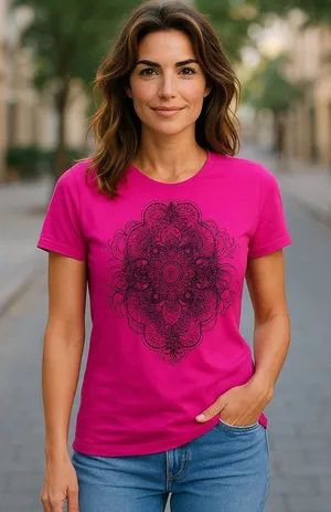 Faded Glory Womens Tee Size Small 4 6 Pink Indian Design‎ Burnout Fabric thumbnail 1