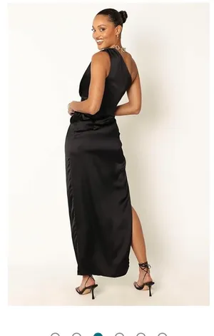 Petal & Pup Maxi Dress Black Nadia One-Shoulder Satin 6 thumbnail 4