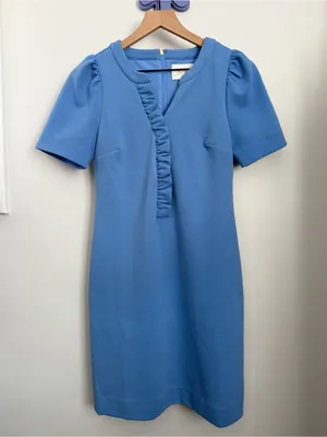 Lilly Pulitzer XS Teagan Shift Dress Sunwashed Blue Office Work Puff Sleeve thumbnail 1