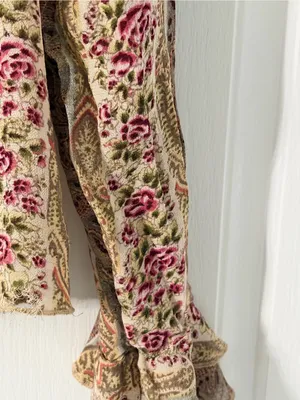 Angie Beige Floral Lace-Up Blouse thumbnail 4