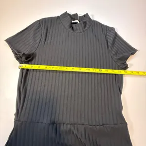 Mi Ami Francesca's Med Black Ribbed Mock Neck Short Sleeve Fit & Flare Dress NWT thumbnail 6