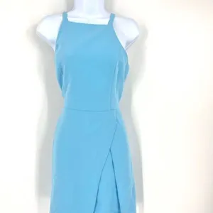 Amanda Uprichard‎ Women's Square Neck Tulip Hem Mini Dress Light Blue Size Large thumbnail 3