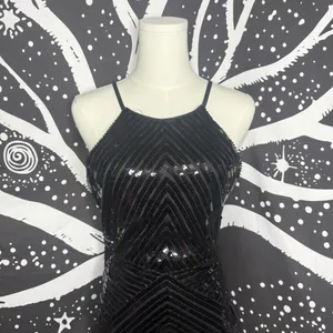 Lulu’s Ace of Spades Black Sequin Bodycon Dress S Polyester Stretchy Lulus thumbnail 2