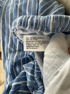 A New Day Blue White Striped Linen Blend Wide Leg Pants Medium Coastal Euro Summer Beachy thumbnail 6