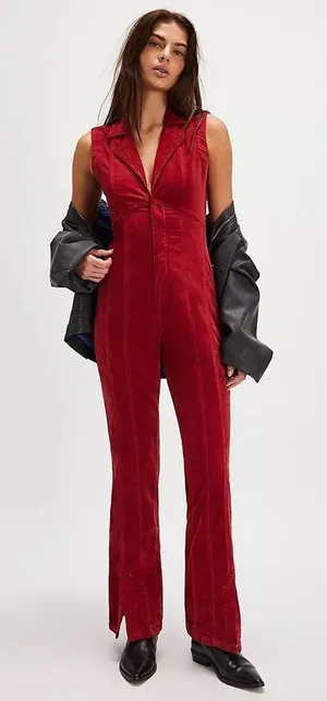 Free People NWOT CRVY Ring The Alarm Corduroy One-Piece S short thumbnail 1