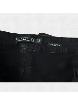 Faded Black Silver Hook Midrise Skinny Jeans Blackheart 13 10 Edgy Punk Goth Alt thumbnail 8