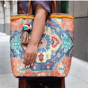 Large A & P Denim Carryall Tote thumbnail 2