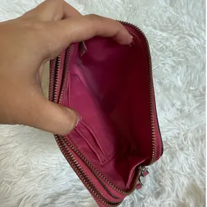 COACH Pink and Brown Signature Coated Canvas Pouch thumbnail 9