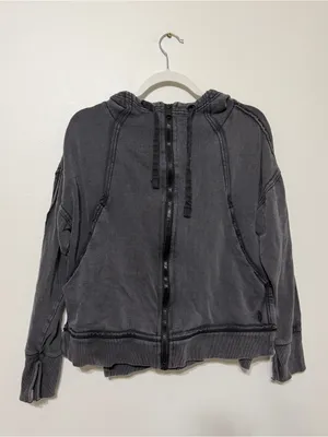 Free People Movement Only One Zip Up Hoodie Black XS Oversized thumbnail 2