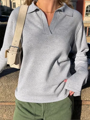Djerf Avenue Getaway Top Grey Melange 100% organic cotton NWOT Size XS sweater thumbnail 1