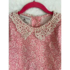 Vintage Jonathan Martin Pink Floral Lace Collar‎ Blouse Cotton Victorian Top 14 thumbnail 3