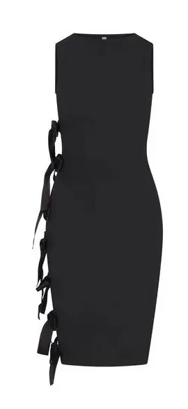 BNWT Skims Cloud Bow Sleeveless Midi Dress Onyx XXS thumbnail 1