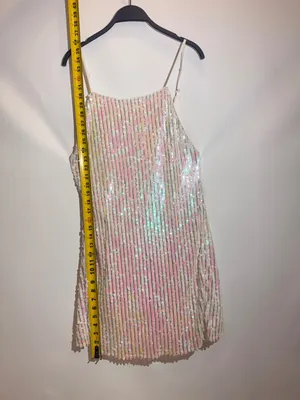 Fame & Partners Iris Pearl Iridescent Sequin Stripe Square Neck Mini Dress US 6 thumbnail 6