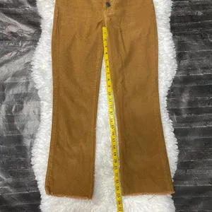 Madewell Cali Demi-Boot Plush Corduroy Brown Tan Flare Button Fly Jeans Raw Hem thumbnail 6