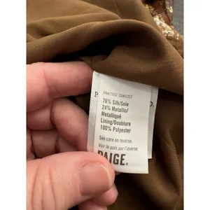 Paige Women's Brown Noah Floral Metallic Dress Size Large Silk Peasant Milkmaid thumbnail 4