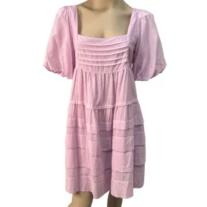 Easel Pink Babydoll Puff Sleeve Pleated Tiered Dress NWT Small Cottage‎ Fairy thumbnail 8