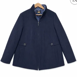 Gallery 1X Quilted Barn Coat Midnight Blue Zip Snap Jacket Plus Size thumbnail 1