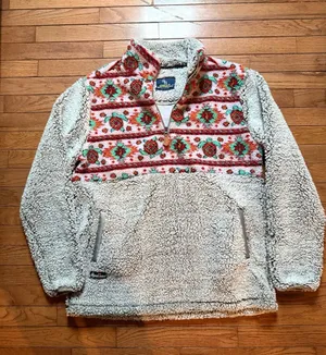 Simply Southern Plush Sea Turtle Aztec Pullover Sherpa Jacket Womens Size Large thumbnail 1