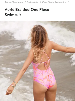 Aerie Braided Pink/Purple One Piece swimsuit Womens large thumbnail 6