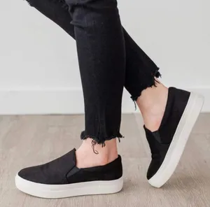 Black Micro Suede Slip On Sneakers Size 6 thumbnail 1