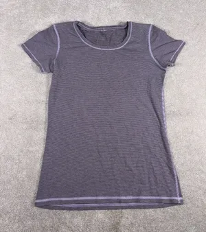 lululemon‎ womens size 4 purple stripe fitted t shirt thumbnail 1