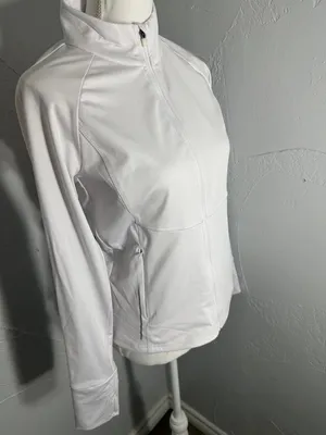 Asics White Zip-Up Athletic Jacket thumbnail 3