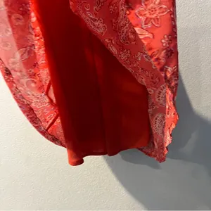 Sincerely Jules Vibrant Coral Paisley Print Chiffon Sweetheart Mini Dress Size S thumbnail 7