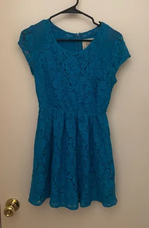 Blue Lace Mini Dress Urban Outfitters thumbnail 1