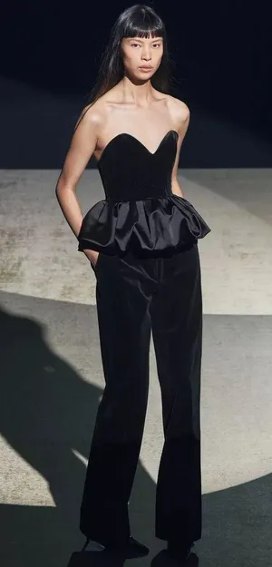 Zara top Black Strapless Peplum Corset ruffle voluminous party cocktail thumbnail 7