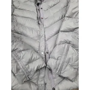 Gap Women's Small Gray down-filled full zip + snap mock-neck puffer jacket thumbnail 2