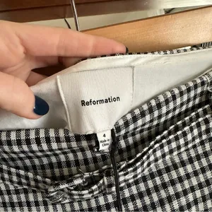 NEW Reformation Rory Linen Mini Skirt in Remy Check Black and White Women's 4 thumbnail 6