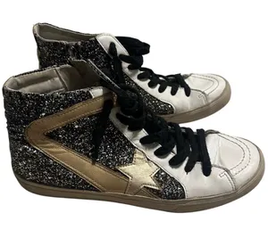 ShuShop Pia Glitter High Top Sneakers Women's Size 10 Shoes Silver Gold Metallic thumbnail 1