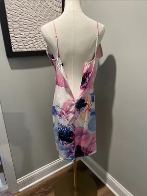 NLW Sleeveless Floral Wrap-Style Mini Dress - Pink & Blue thumbnail 5