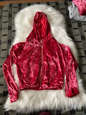 Fabletics Crushed Velour Zip Up Hoodie strawberry red  thumbnail 5