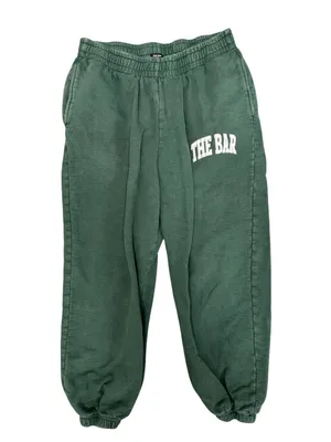 The Bar Varsity Fleece Sweatpants Hunter Green White XL READ thumbnail 4