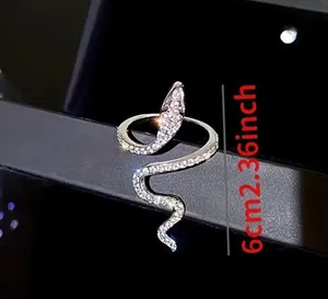 Gothic Rhinestone Snake Ring Adjustable thumbnail 2