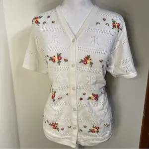 Vintage Northern Reflections Floral Embroidered Cardigan Cottagecore‎ Sweater M thumbnail 2
