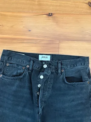 Agolde Black Washed Button-Fly Jeans thumbnail 5