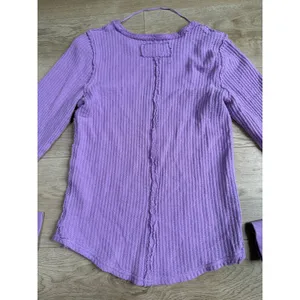 EUC We the Free Free People Thermal Waffle knit Top Purple stretch Size Small thumbnail 9